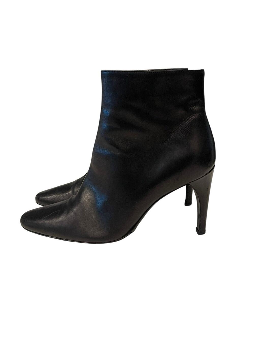 Bally Black Leather Round Toe Heeled Booties Size:8.5M